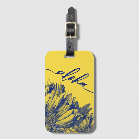 Aloha Blue Yellow Cereus Bag Gepäckanhänger (Vorderseite Vertikal)
