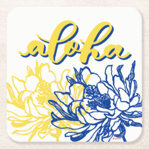 Aloha Blue Yellow Cereus Blumen Untersetzer