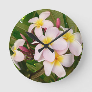 Aloha blüht hawaiischer Frangipani Brautparty Runde Wanduhr