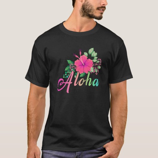 Aloha Blume Hawaii Hawaii Island Surf T-Shirt (Vorderseite)