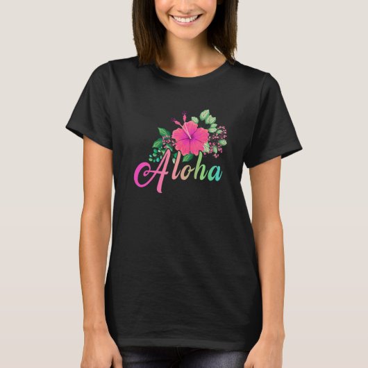 Aloha Blume Hawaii Hawaii Island Surf T-Shirt (Vorderseite)