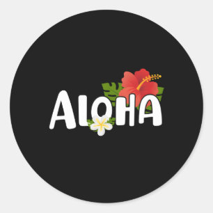 Aloha Blume Hawaiian Print Aloha Hawaii Runder Aufkleber