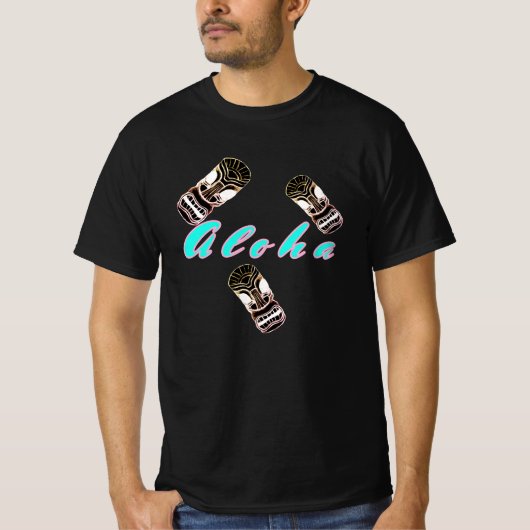 Aloha Bouncing Tiki Masks T-Shirt (Vorderseite)