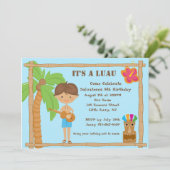 Aloha Boy Luau Geburtstag Einladung (Stehend Vorderseite)