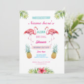 Aloha Brautparty Flamingo Pineaple Luau Invite Einladung (Stehend Vorderseite)