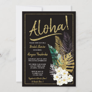 Aloha Bridal Dusche Einladung, Imitate Gold Einladung