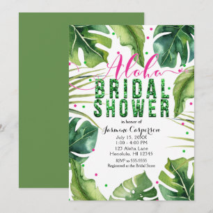 ALOHA BRIDAL SHOWER Tropische Blätter Rosa & Grün Einladung