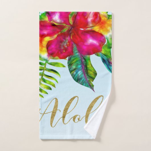 Aloha Bright Electric Pop Tropical Floral Badhandtuch Set (Handtuch)