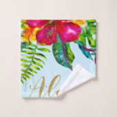Aloha Bright Electric Pop Tropical Floral Badhandtuch Set (Waschlappen)