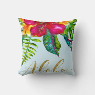 Aloha Bright Electric Pop Tropical Floral Kissen