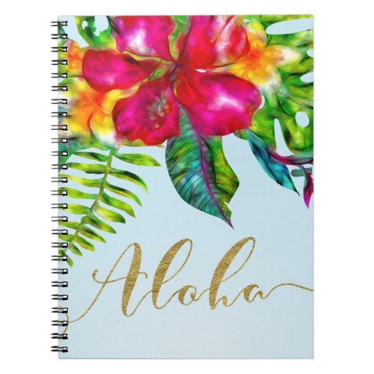 Aloha Bright Electric Pop Tropical Floral Notizblock (Vorderseite)