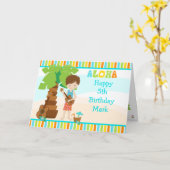 Aloha Brown Hair Boy Birthday Karte (Gelbe Blume)