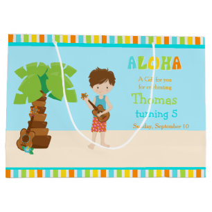 Aloha Brünett Boy Danke Große Geschenktüte