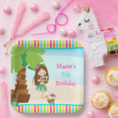 Aloha Brünett Hair Girl Party Pappteller (Party)