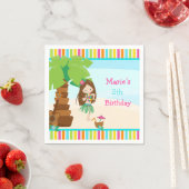 Aloha Brünett Hair Girl Party Serviette (Beispiel)