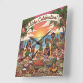 Aloha Celebration Quadratische Wanduhr (Winkel)