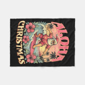 Aloha Christmas Santa Claus Surfing Hawaiian Mele Fleecedecke (Vorderseite (Horizontal))