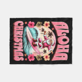 Aloha Christmas Santa Claus Surfing Hawaiian Mele  Fleecedecke (Vorderseite (Horizontal))