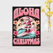 Aloha Christmas Santa Claus Surfing Hawaiian Mele Karte (Gelbe Blume)