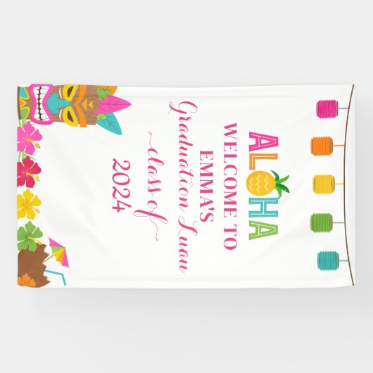 Aloha Class of 2024 Abschluss Luau Willkommen Banner (Horizontal)