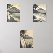 Aloha Coast – Retro Hawaii Travel Bilderwand Sets (Vorderseite)