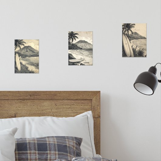 Aloha Coast – Retro Hawaii Travel  Bilderwand Sets (Schlafzimmer)