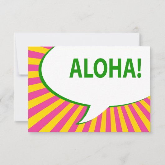 Aloha! : Comic-Sprechblase Einladung (Vorderseite)