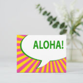 Aloha! : Comic-Sprechblase Postkarte (Stehend Vorderseite)