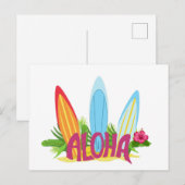 Aloha Cool Surfboars am Strand Postkarte (Vorne/Hinten)