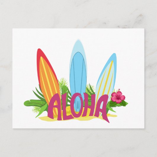 Aloha Cool Surfboars am Strand Postkarte (Vorderseite)