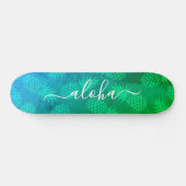 "Aloha" coole Typografie Blaue Ananas ombre Skateboard (Horizontal)