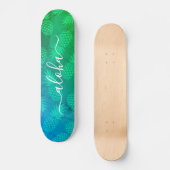 "Aloha" coole Typografie Blaue Ananas ombre Skateboard (Vorderseite)