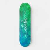 "Aloha" coole Typografie Blaue Ananas ombre Skateboard (Vorderseite)