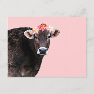 Aloha Cow, Lei, Pink Sommerzeit Spaß Postkarte