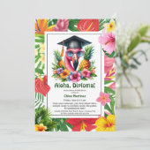 Aloha Diploma! Tropical Graduation Pool Party  Einladung (Stehend Vorderseite)