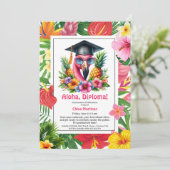 Aloha Diploma! Tropical Graduation Pool Party Einladung (Stehend Vorderseite)