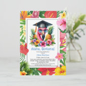 Aloha Diploma! Tropical Graduation Pool Party  Einladung (Stehend Vorderseite)