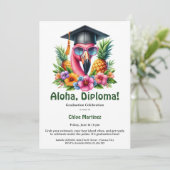 Aloha Diploma Tropical Graduation Pool Party Einladung (Stehend Vorderseite)