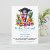 Aloha Diploma Tropical Graduation Pool Party Einladung (Stehend Vorderseite)