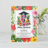 Aloha Diploma! Tropical Graduation Pool Party Einladung (Stehend Vorderseite)