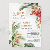 Aloha Diploma! Tropical Graduation Pool Party Einladung (Vorne/Hinten)