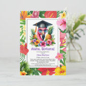 Aloha Diploma! Tropical Graduation Pool Party Einladung (Stehend Vorderseite)