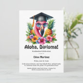 Aloha Diploma Tropical Graduation Pool Party Einladung (Stehend Vorderseite)