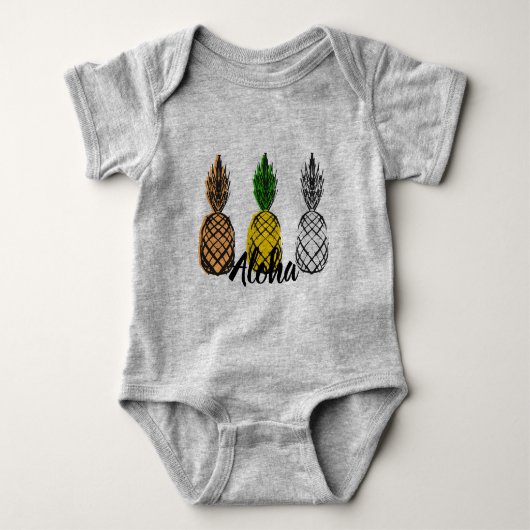 Aloha drei Ananas Baby Strampler (Vorderseite)