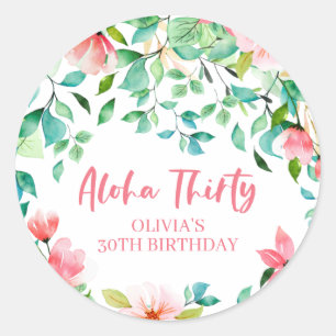 Aloha Dreißig Tropical Luau Geburtstag Runder Aufkleber