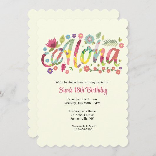 Aloha Einladung (Vorne/Hinten)