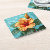 Aloha Elegance: Der orange hawaiianische Hibiskus Untersetzer (angewinkelt)