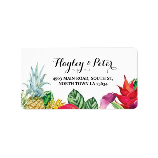 Aloha Elegant Adresse Luau Wedding Labels Stickers Adressaufkleber (Vorne)