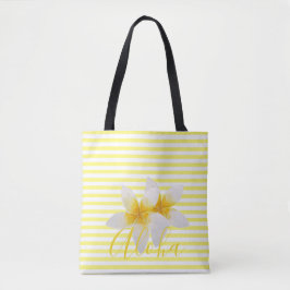 Aloha | Elegante tropische Blume und gelbe Streife Tasche