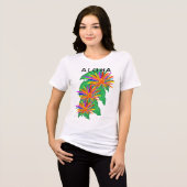 Aloha farbenfrohe tropische Blume Grüne Blätter Tri-Blend Shirt (Vorderseite voll)